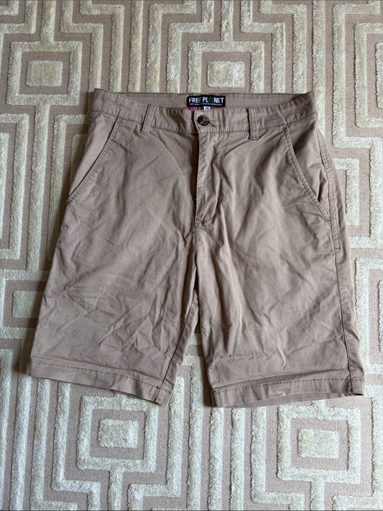 Free Planet Other - Free Planet Men's Khaki Flat-Front Casual Shorts